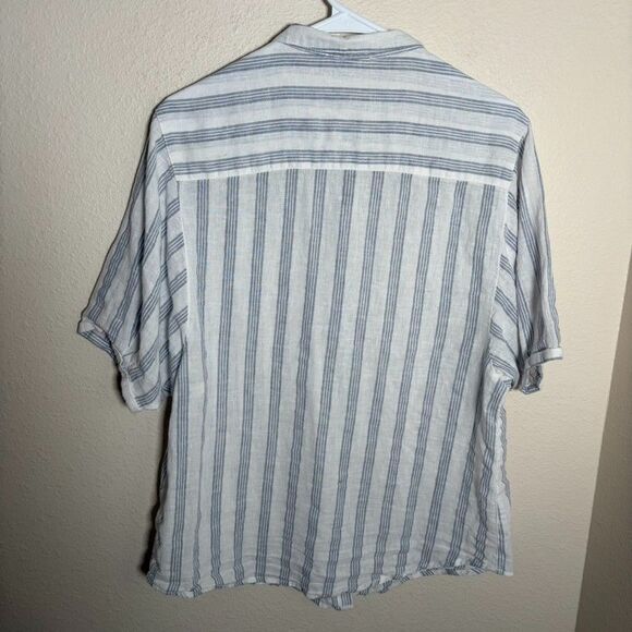 Beach Lunch Lounge Shirt Women's Small Striped Button Up Short Sleeve Collared - Picture 4 of 8